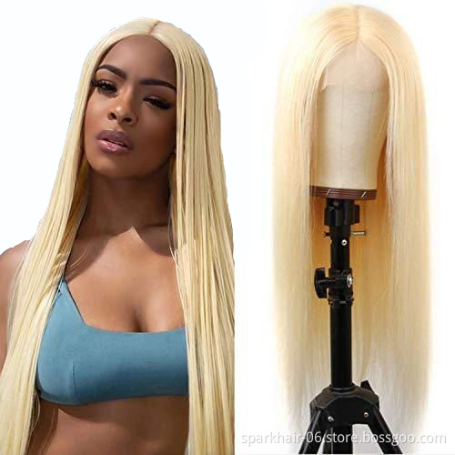 SPARK 613 Blonde Straight Human Hair Weave Bundle Mink Brazilian Cuticle Aligned Human Hair Bundles With Closure